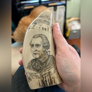 Scrimshaw King George III Whale Tooth Replica
